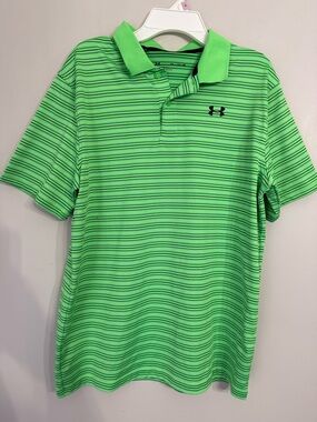 Under Armour Boys Polo Shirt Dri Fit Athletic Neon Green Size  XXL
